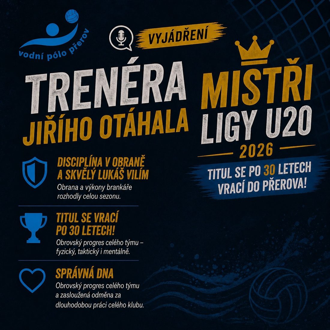 🎙️ Vyjádření trenéra Jiřího Otáhala